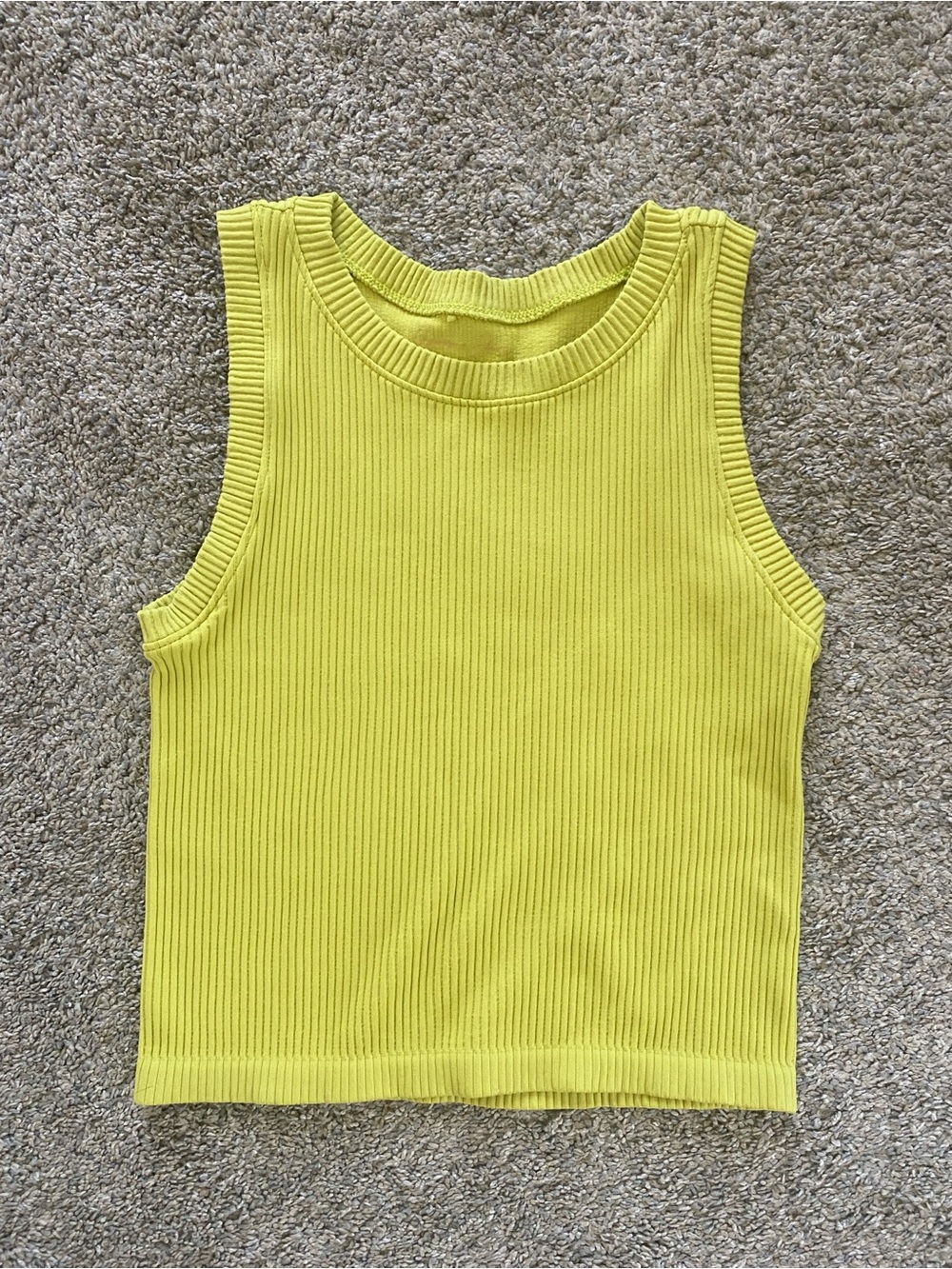 NWOT Gypsy + Jade Lime Green Ribbed Tank Top Womens SZ S/M